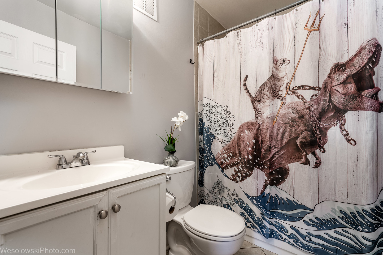 1288 Perry Street, Unit P1 Des Plaines, IL 60016 - Photo 10 of 13 a bathroom with a toilet sink and mirror