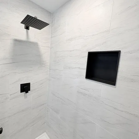 a bathroom with a shower