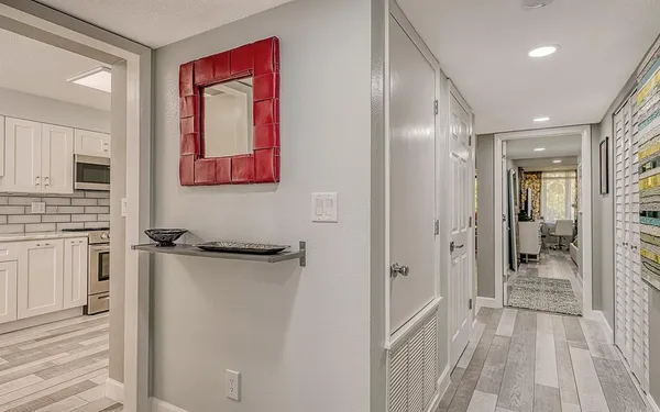 a view of a hallway with a elevator