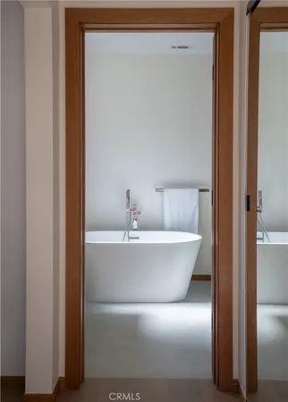 a view of a bathtub in a bathroom