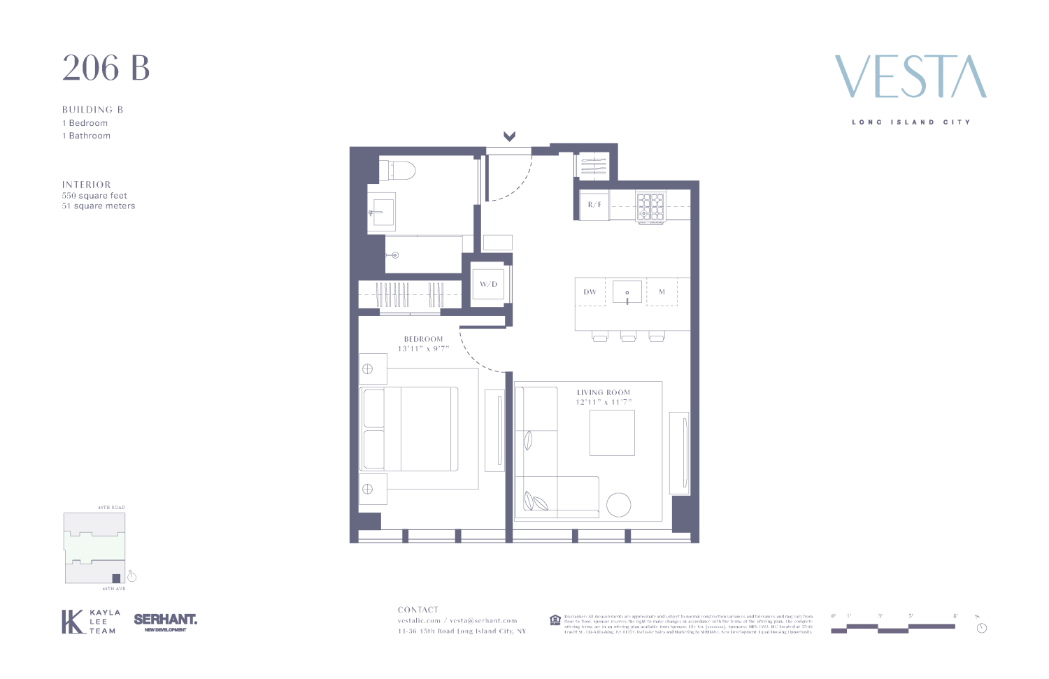 11-36 45th Road, Unit 206B Queens, NY 11101 - Photo 12 of 12 a picture of a floor plan