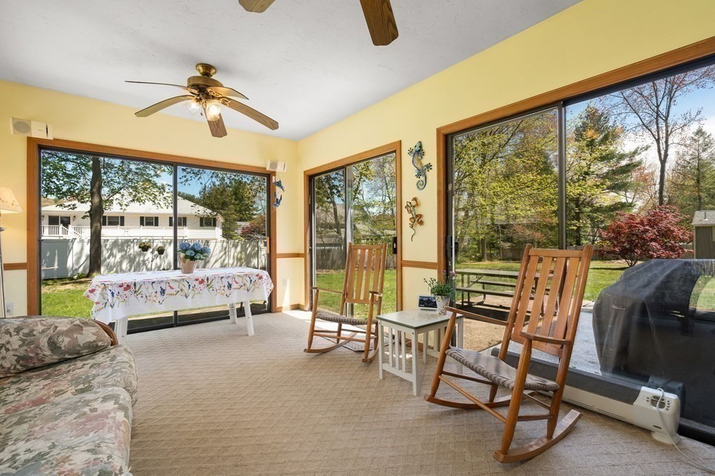 23 Indian Path Dedham, MA 02026 - Photo 7 of 35 a living room with furniture and a floor to ceiling window