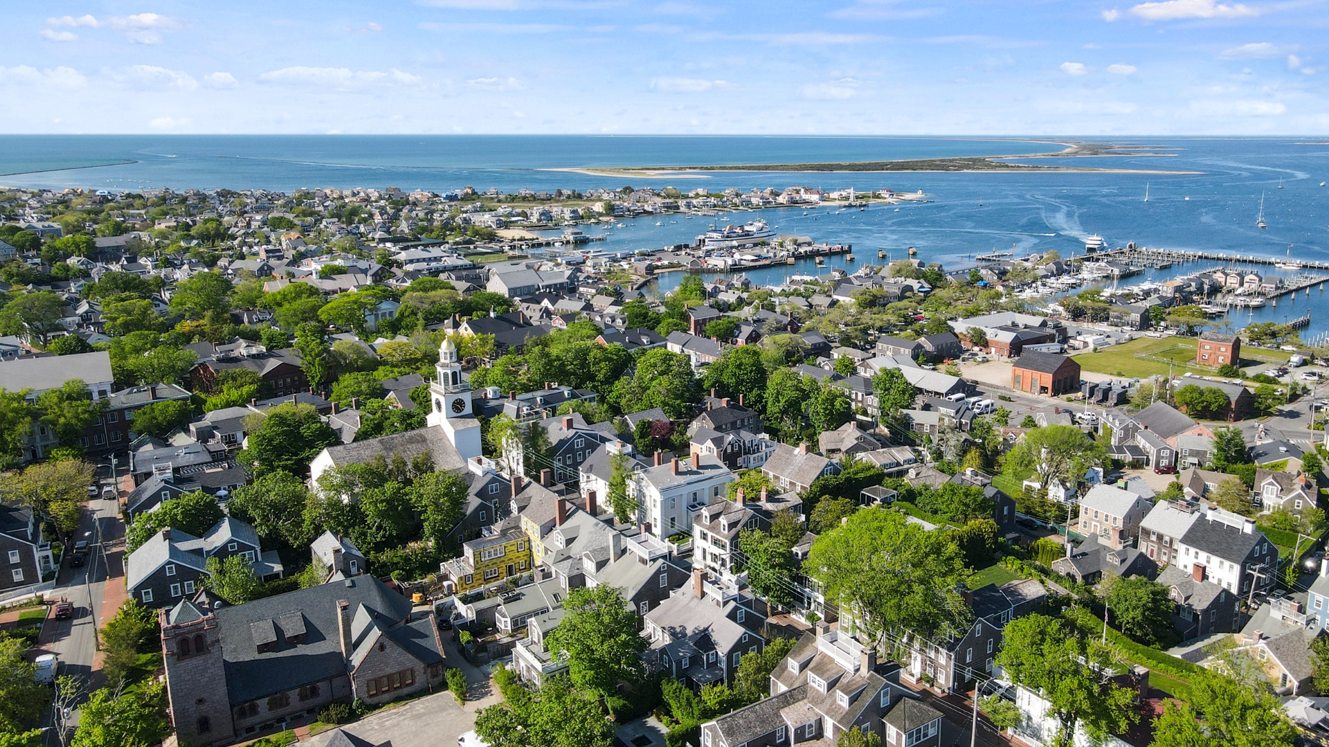 19 Orange Street Nantucket, MA 02554 - Photo 78 of 85 an aerial view of residential building and ocean
