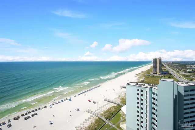 a view of an ocean and beach