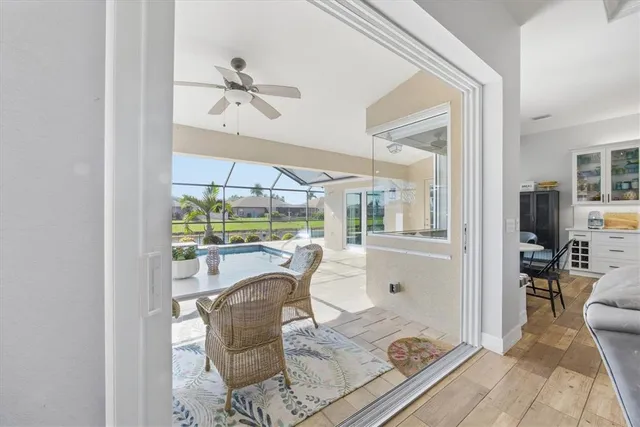 a view of a swimming pool with a patio