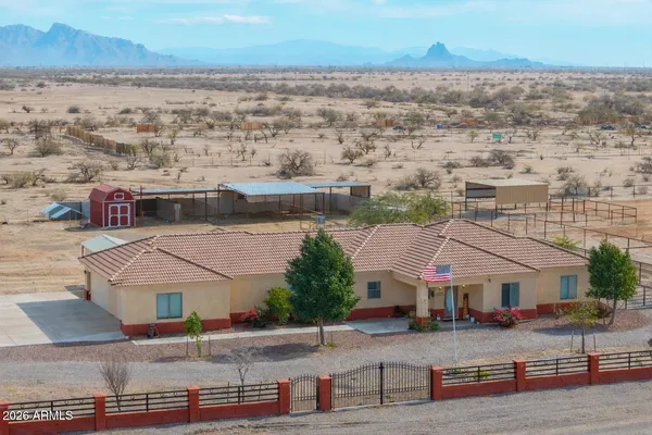 an aerial view of a house