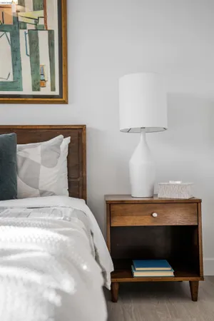 a bedroom with a bed and a closet