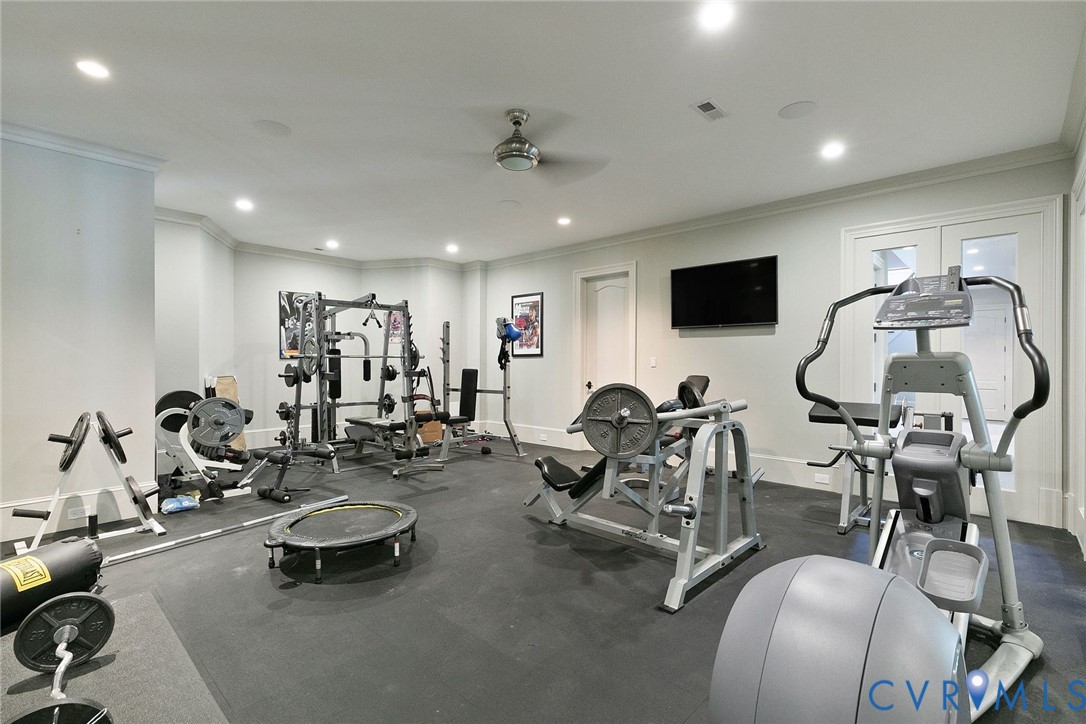 785 Oak Spring Lane Manakin-Sabot, VA 23103 - Photo 70 of 96 Functional gym with rubber tile floors, recessed l