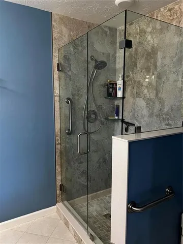 a bathroom with a shower