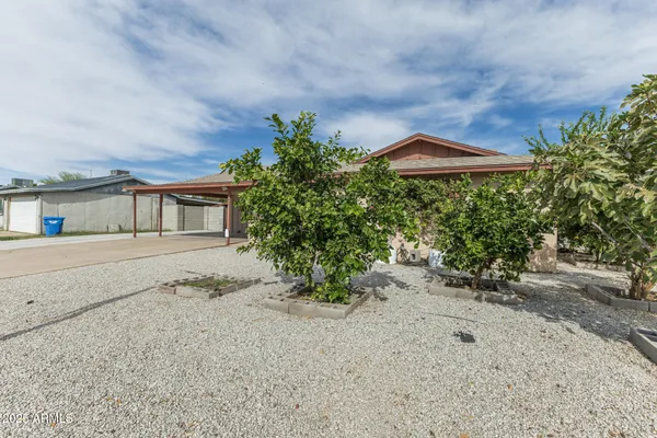 a house with trees in front of it