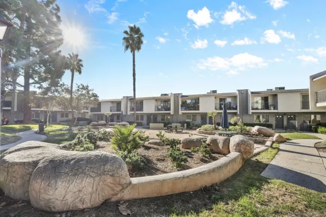 a view of a swimming pool with a lounge chairs