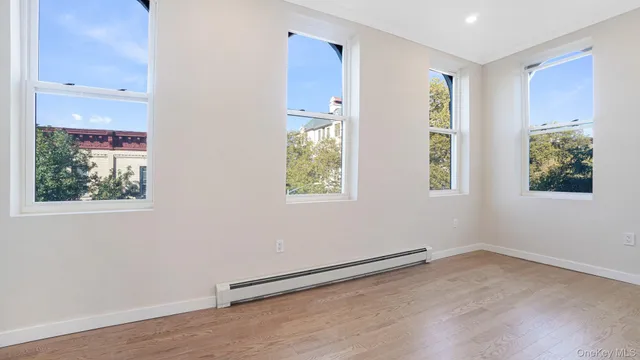 an empty room with windows