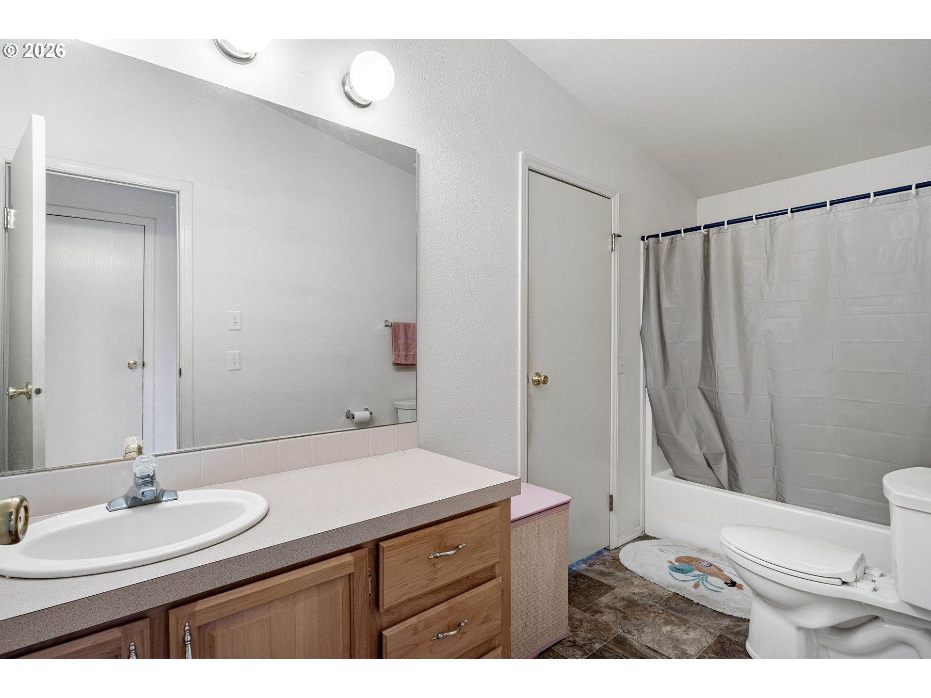 500 Elm Street Yoncalla, OR 97499 - Photo 40 of 48 a bathroom with a granite countertop sink toilet and shower