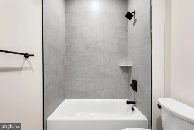 a bathroom with a bathtub