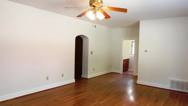a view of a chandelier in a room