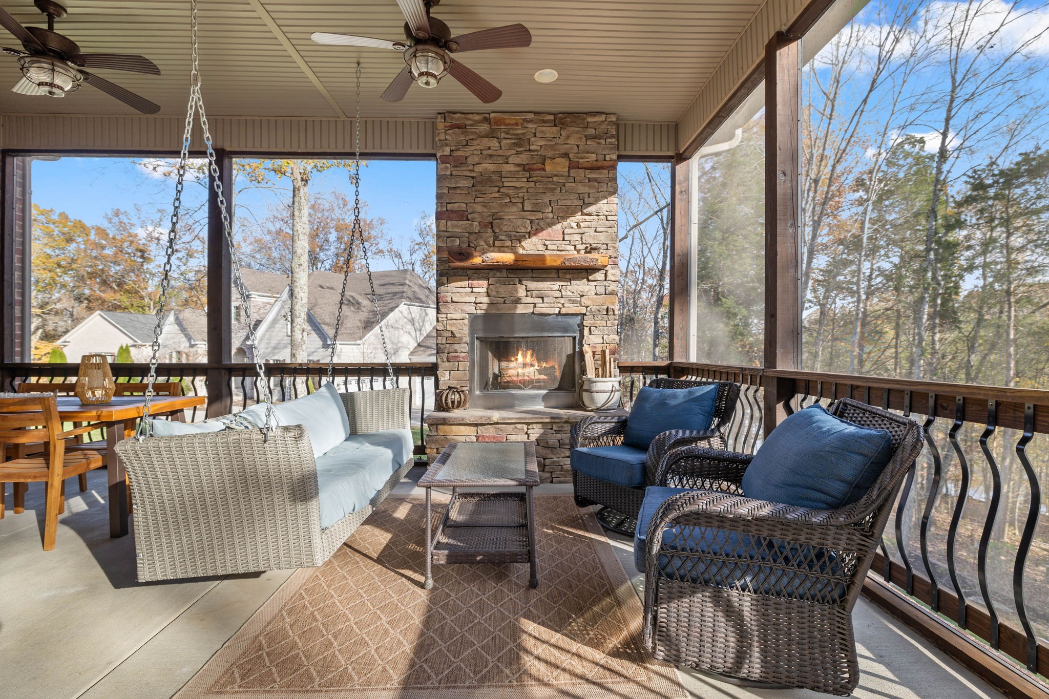 312 Cedar Street Lebanon, TN 37087 - Photo 47 of 69 a living room with furniture a fireplace and a floor to ceiling window