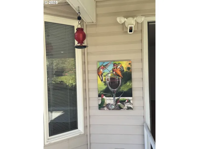 a view of a hallway with a dining room view