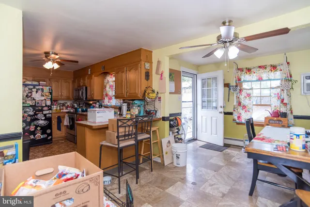 a kitchen with lots of different kinds of food