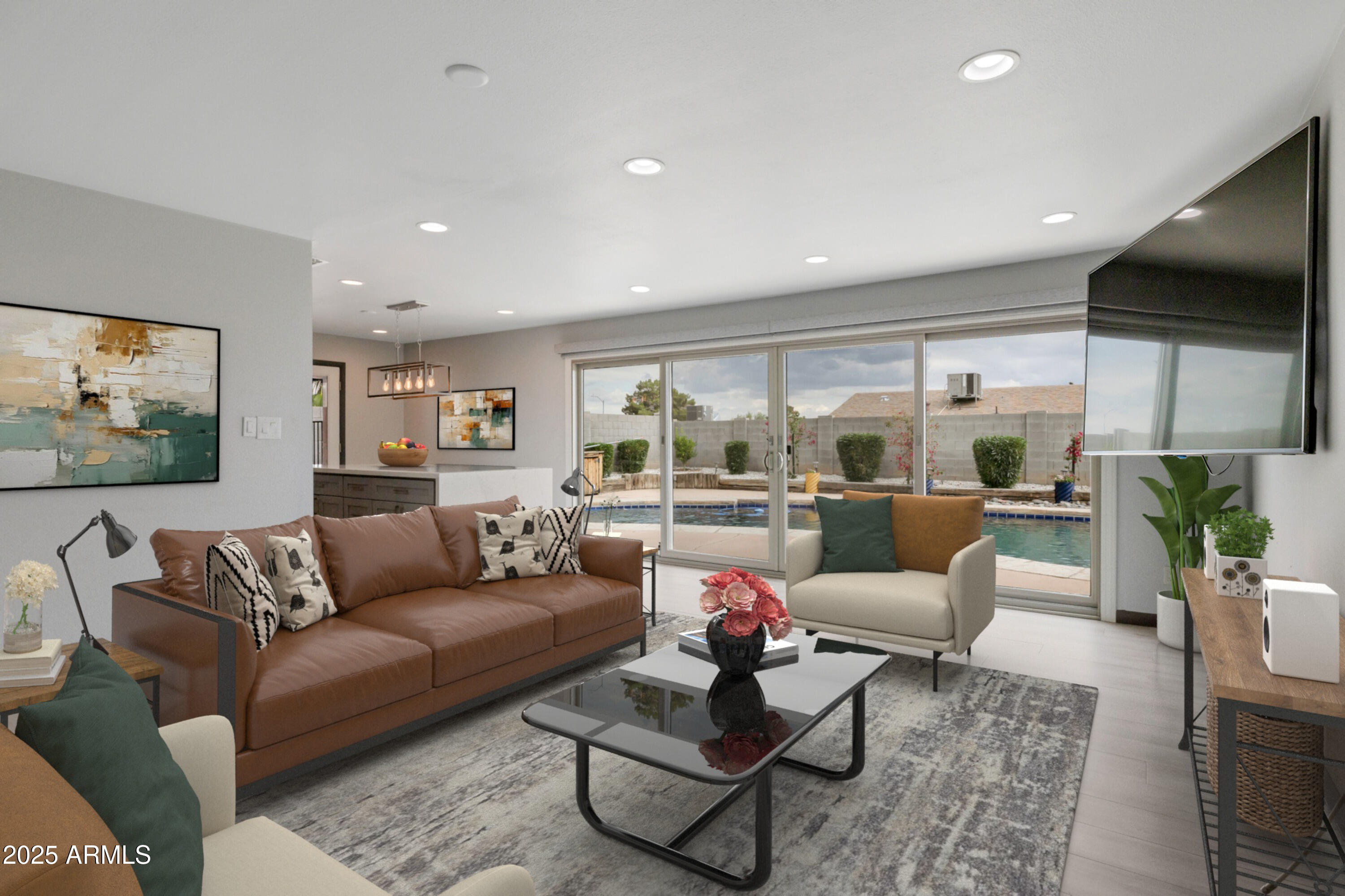Virtually staged living room