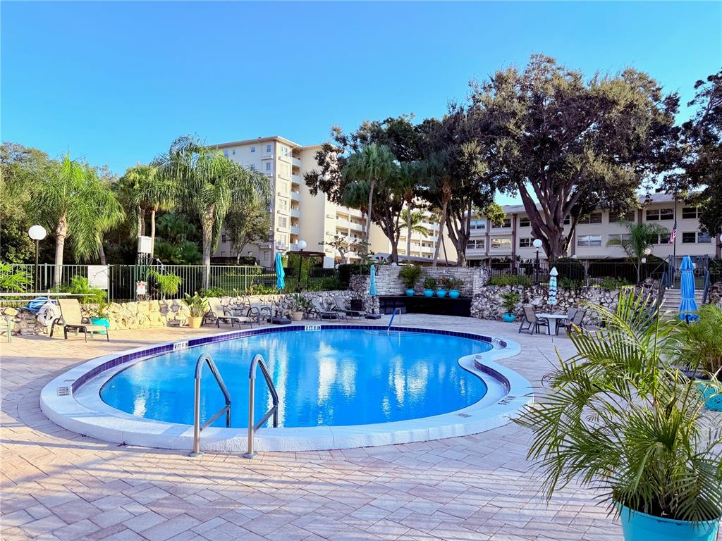 1524 Lakeview Road, Unit 305 Clearwater, FL 33756 - Photo 18 of 18 a swimming pool with outdoor seating and yard
