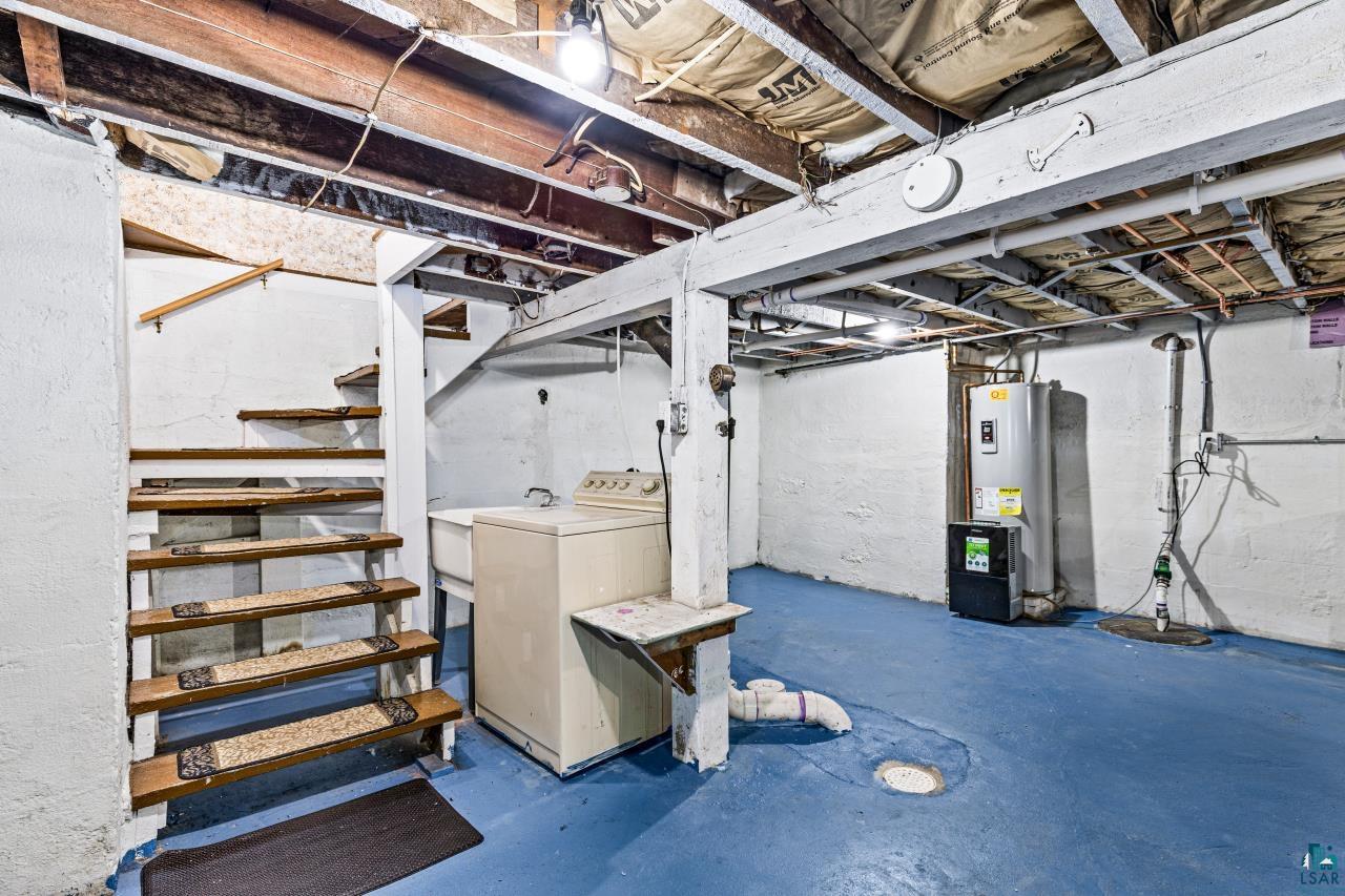 607 3rd Avenue East Superior, WI 54880 - Photo 28 of 41 Unfinished below grade area with washer / dryer and gas water heater