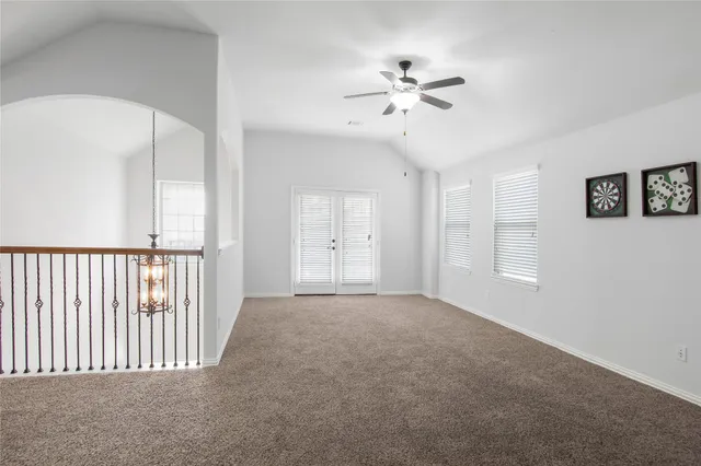 a view of a balcony from a door