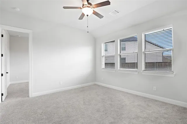a view of a backyard with grass and a large tree