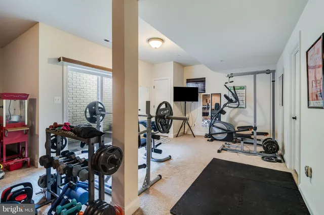 a view of a room with gym equipment
