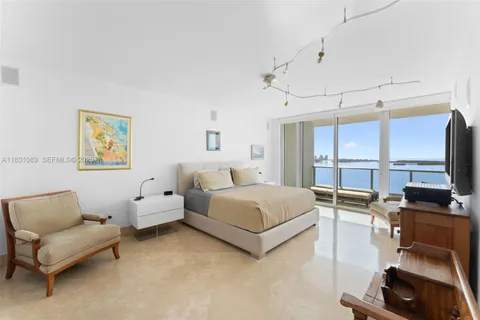 an empty room with an ocean