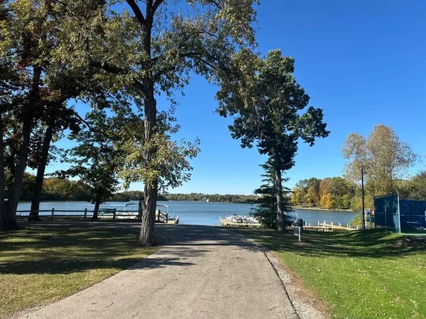 a view of a park with tree s