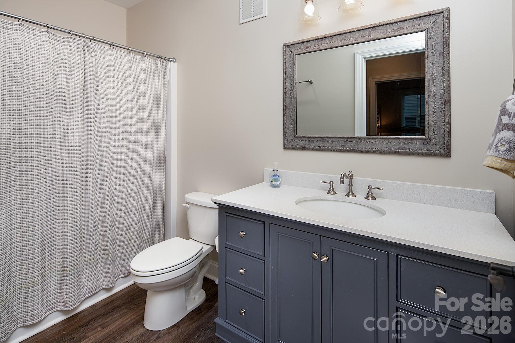 689 Emerald Shores Road Mount Gilead, NC 27306 - Photo 35 of 46 a bathroom with a toilet sink vanity and mirror