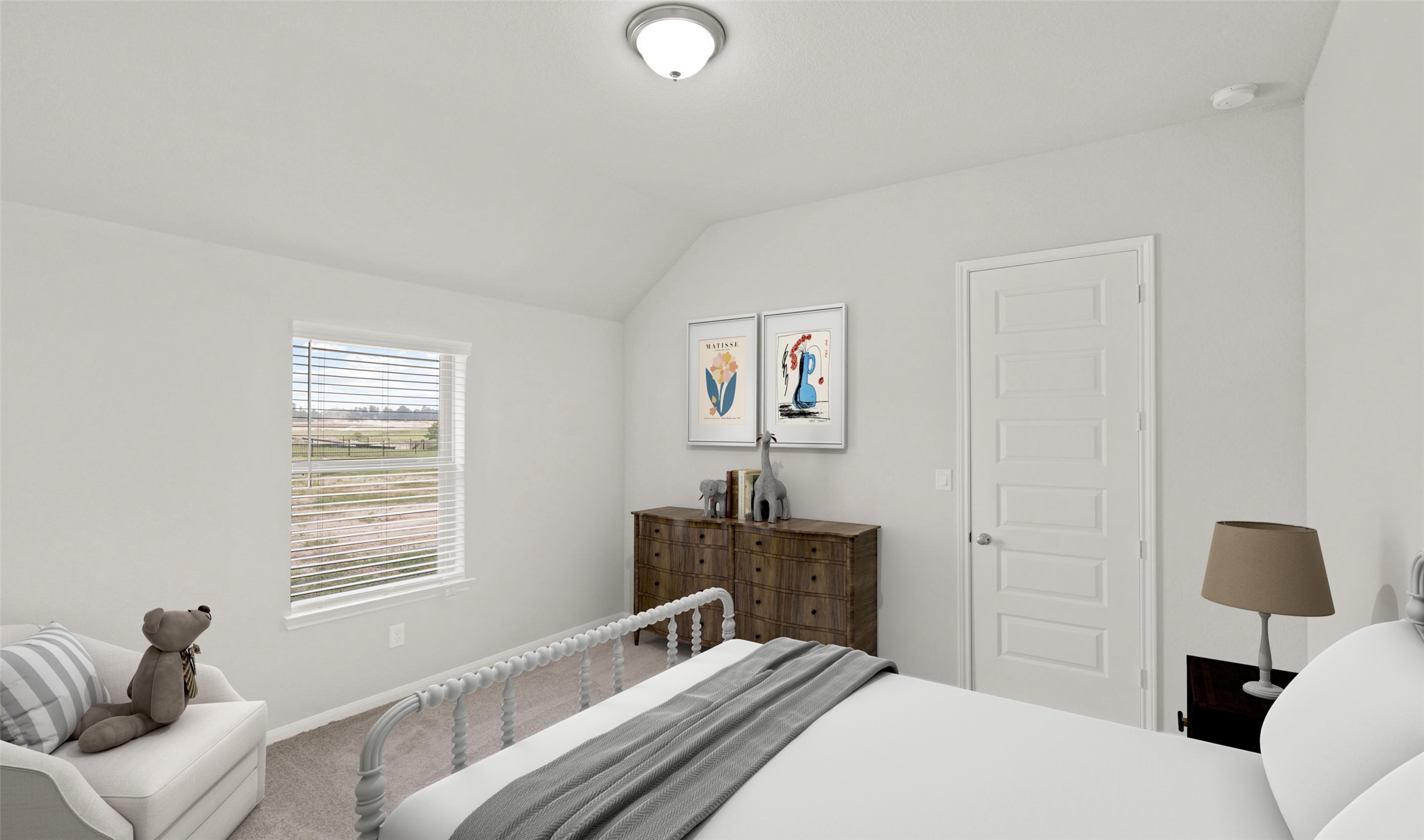 6715 Allens Landing Needville, TX 77461 - Photo 34 of 40 a bedroom with a bed and a lamp