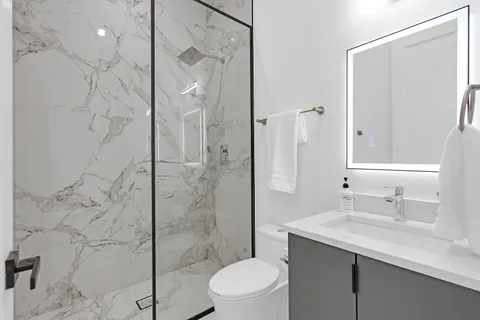 a bathroom with a shower