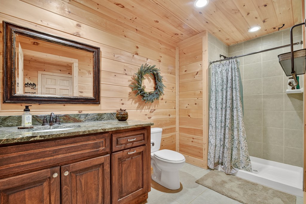 523 Long Branch Road Ranger, GA 30734 - Photo 38 of 56 a bathroom with a granite countertop sink toilet and shower