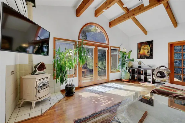 a view of an outdoor space with mountain view