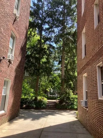 a view of a pathway both side of house