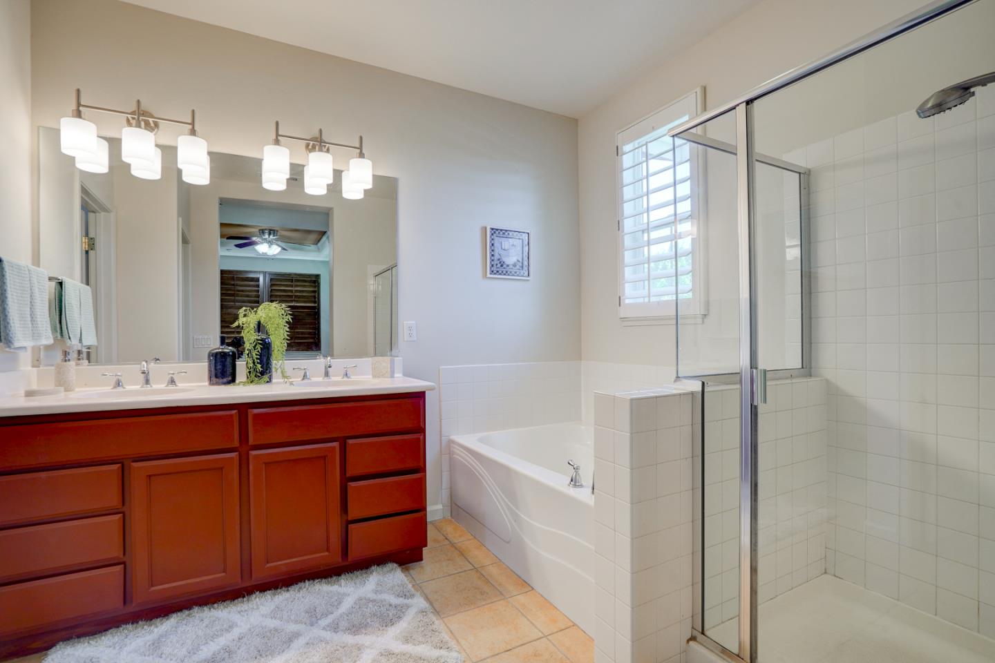 3546 Sequoia Common Fremont, CA 94536 - Photo 10 of 25 a bathroom with a tub sink and mirror