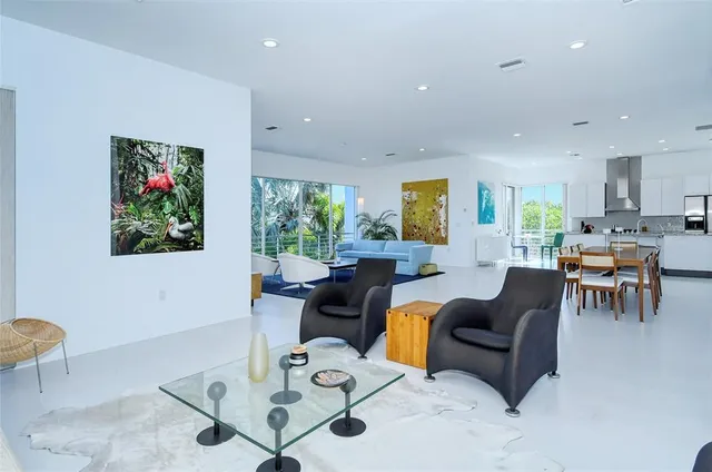 a view of a lake with a city