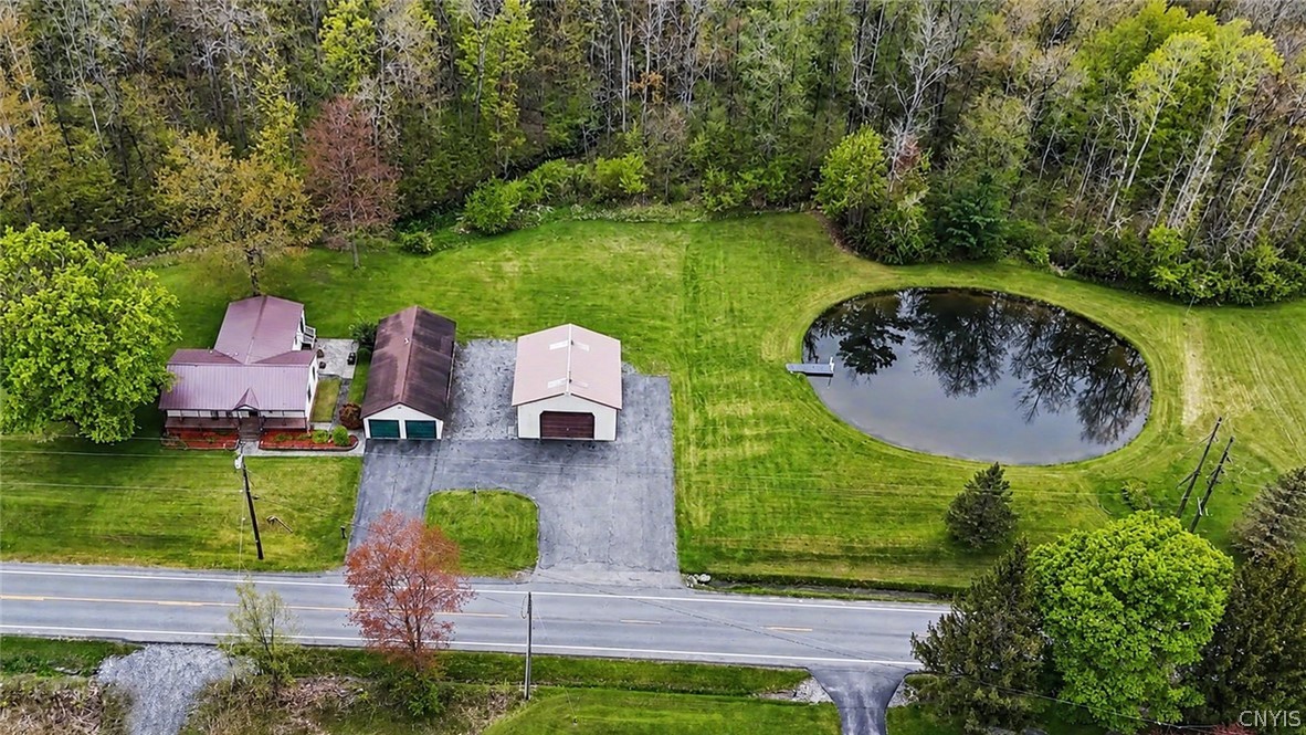 2254 Hanshaw Road Dryden, NY 13068 - Photo 45 of 47 Aerial View with Stock Pond