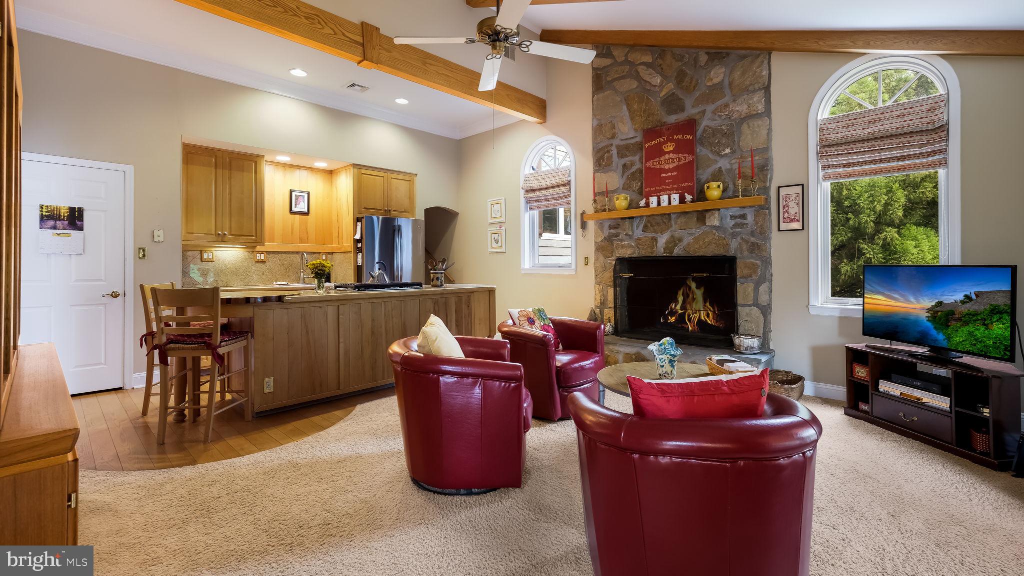 235 Painter Road Media, PA 19063 - Photo 25 of 59 Beautiful stone fireplace with vaulted ceiling