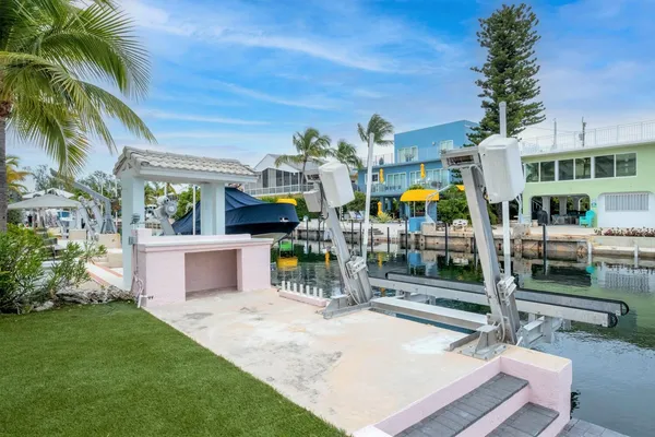 a view of a swimming pool with a garden and plants