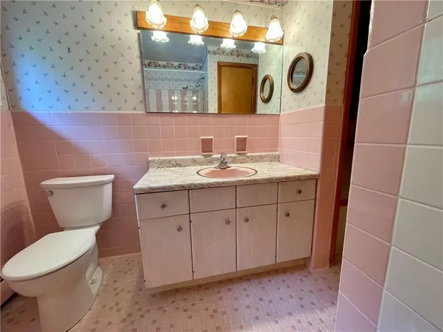 a bathroom with a toilet a sink and mirror