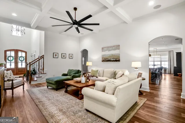 a living room with furniture