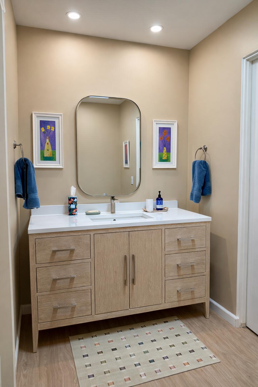 45565 Pima Road Indian Wells, CA 92210 - Photo 26 of 30 a bathroom with a double vanity sink and a mirror