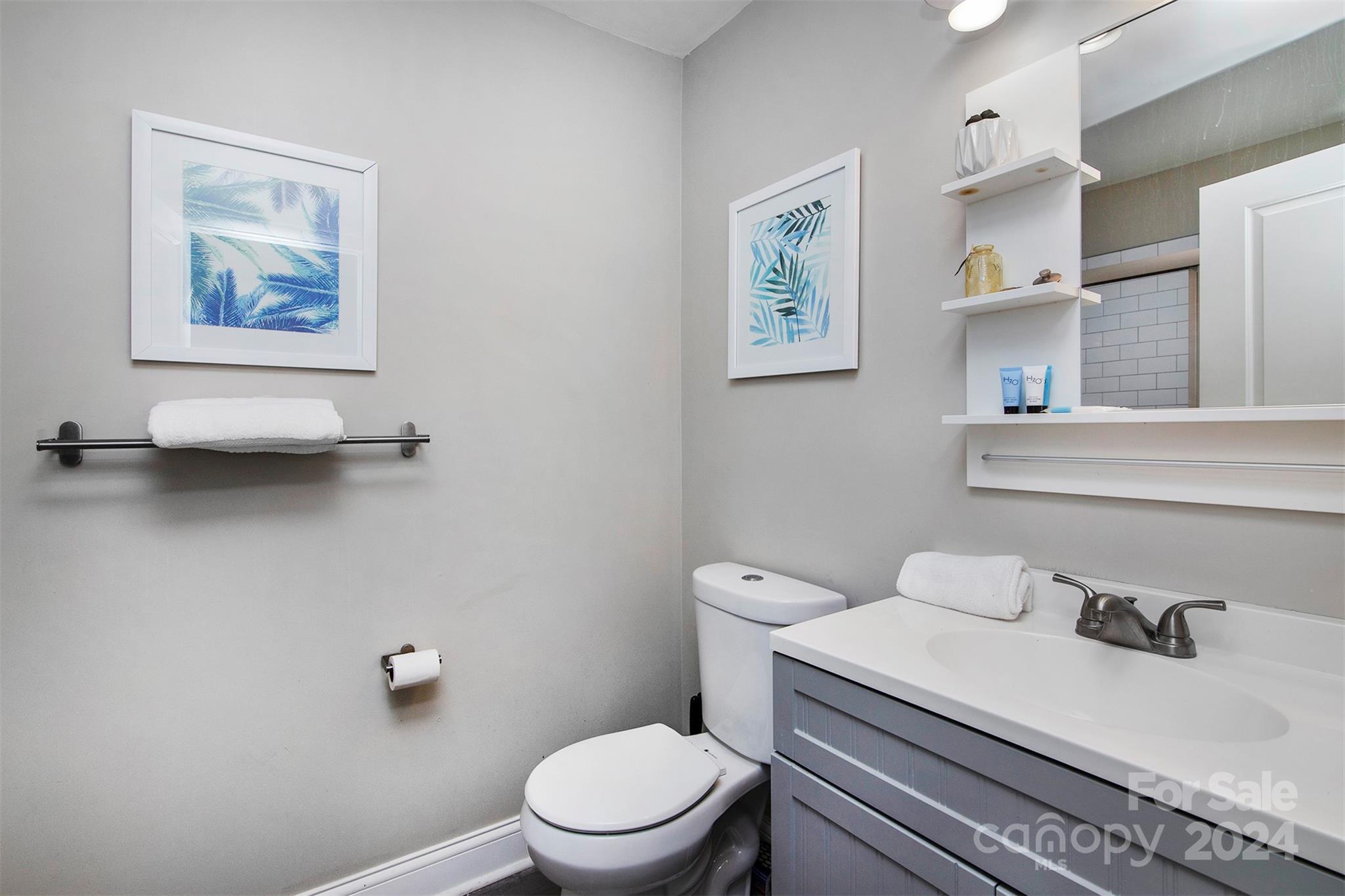 3741 Woodleaf Road Charlotte, NC 28205 - Photo 15 of 31 a bathroom with a sink a toilet and mirror