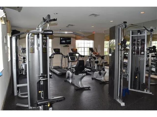 a view of a room with gym equipment