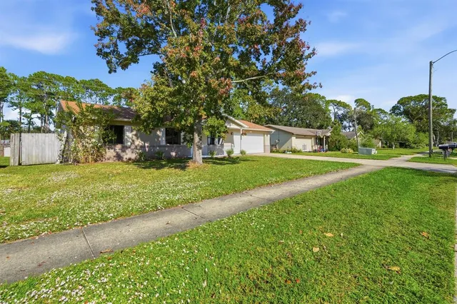 a view of house with a big yard