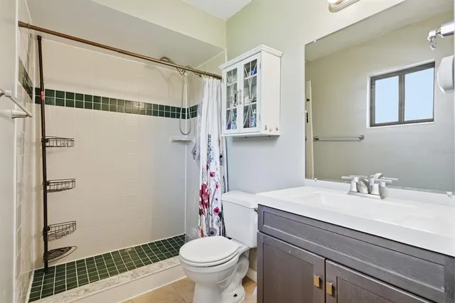 a view of a park with a large tree