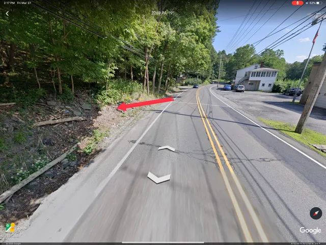 a view of a street with potted plants