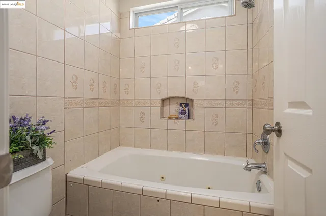 a bathroom with a bathtub